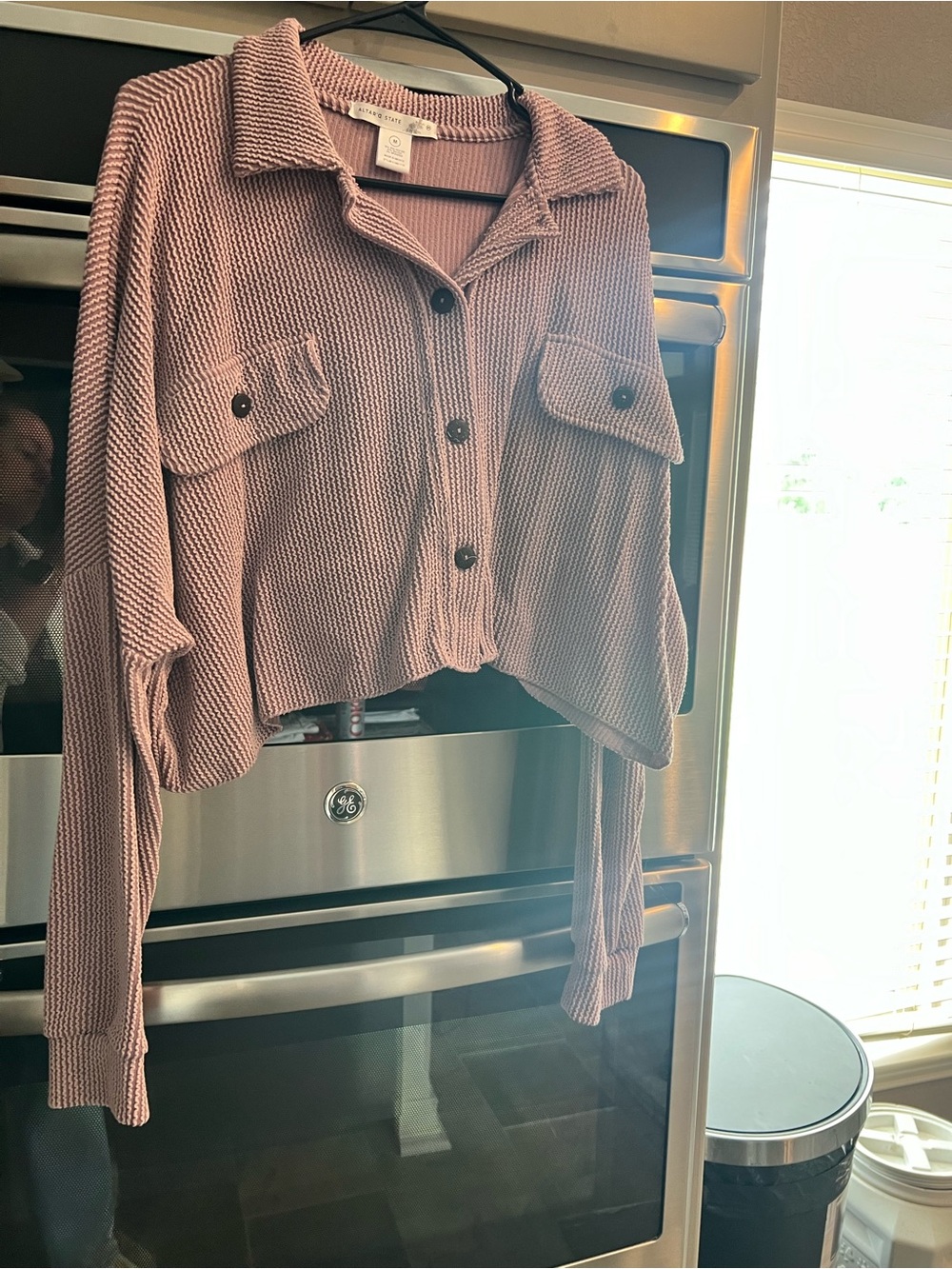 Altar'd State Dusty Pink Knit Button-Front Shacket